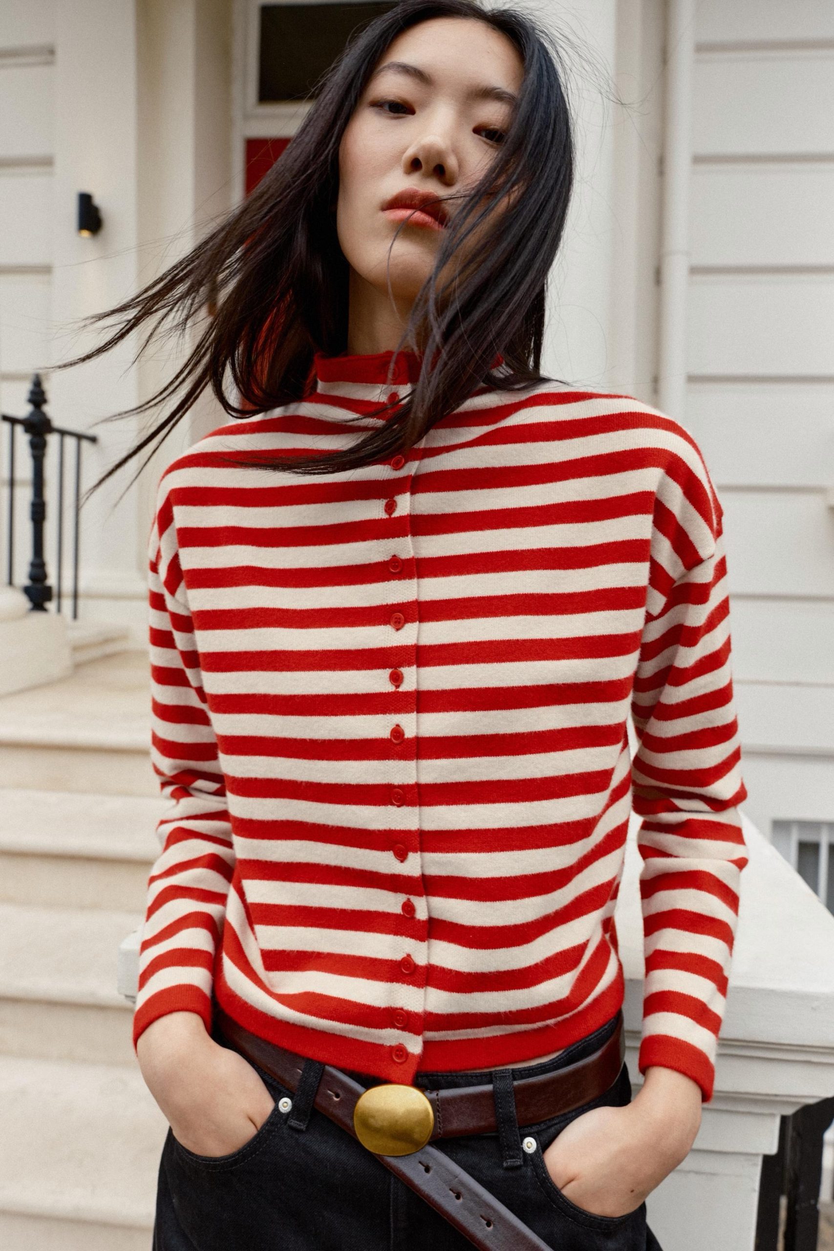 STRIPED KNIT CARDIGAN