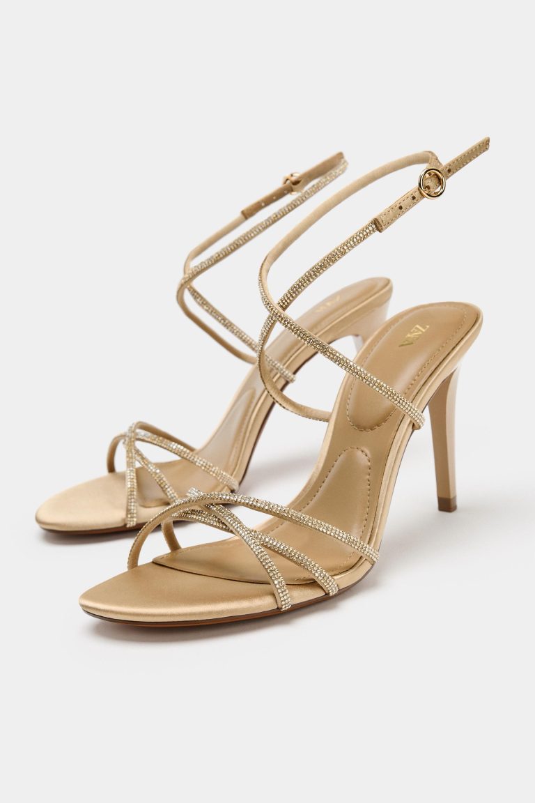 HIGH-HEEL SANDALS WITH RHINESTONES